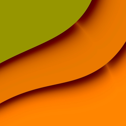 Background with green and orange shapes.