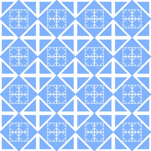Blue and white geometric pattern.