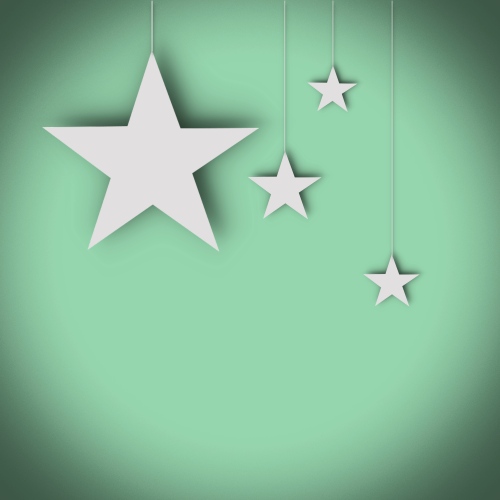 Pastel green background with stars.
