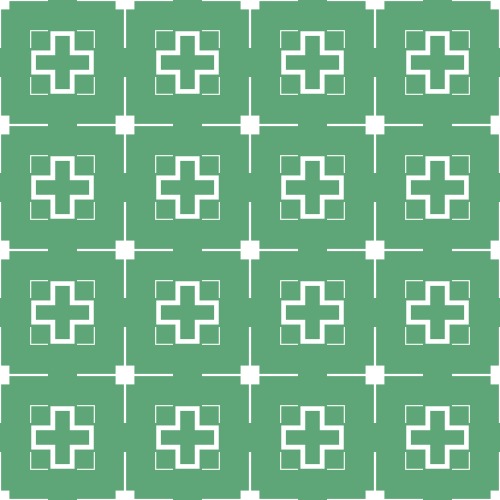 Green background with white pattern.