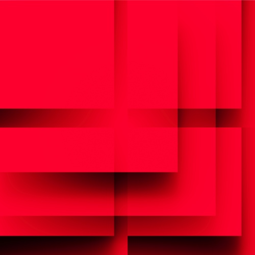 Red background with geometric design.