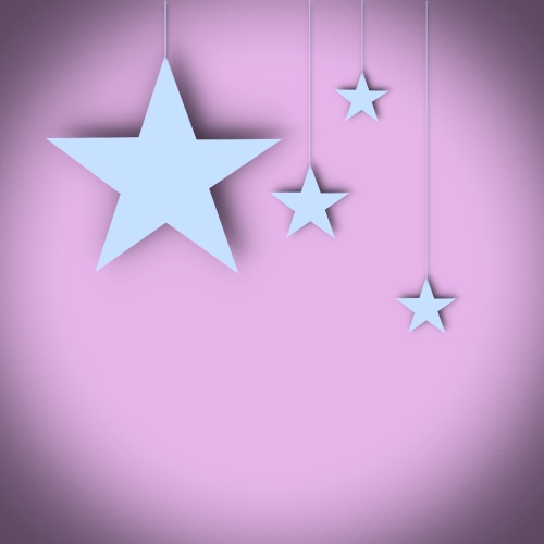 Violet background with stars.